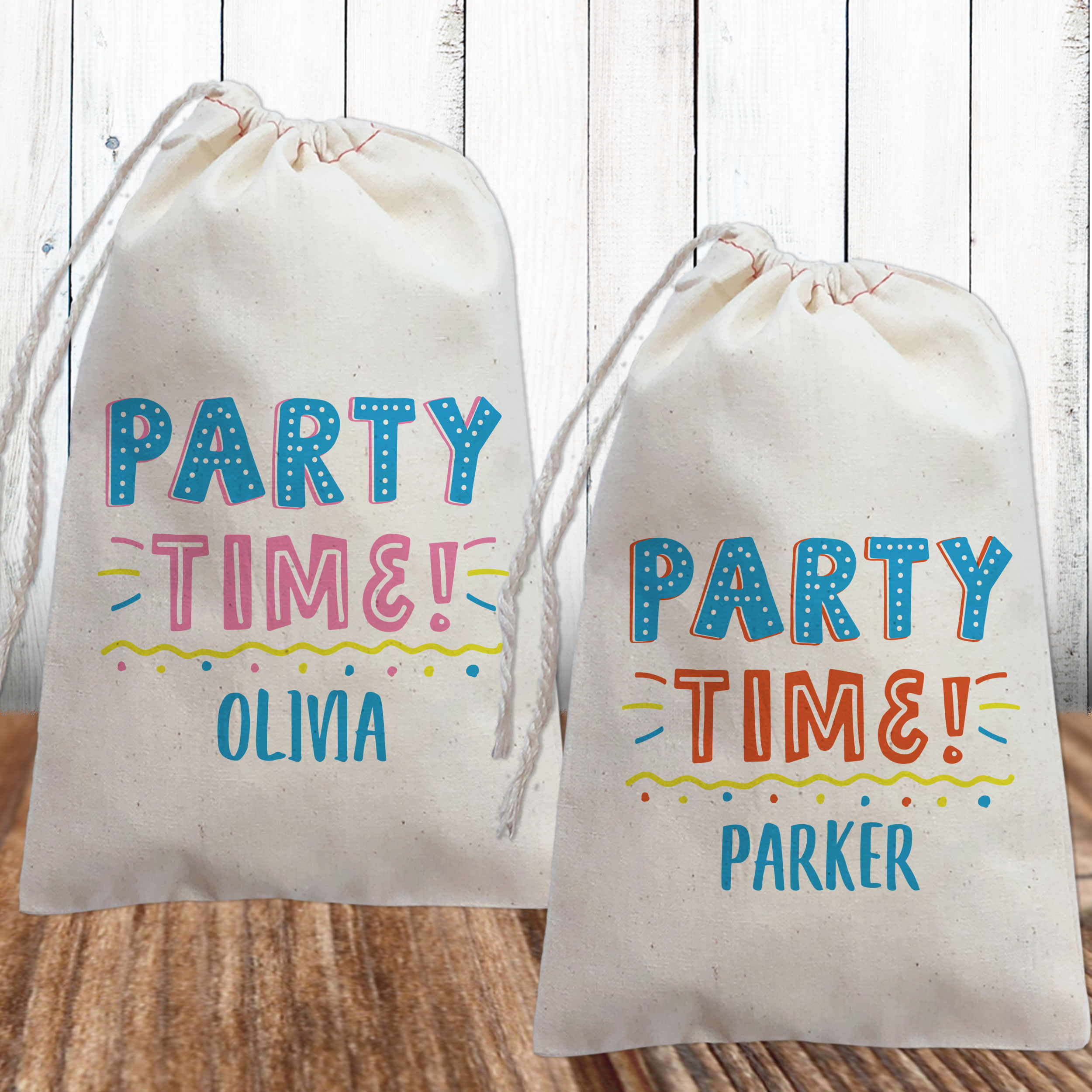 Party Time Personalized Kids Birthday Favor Bags